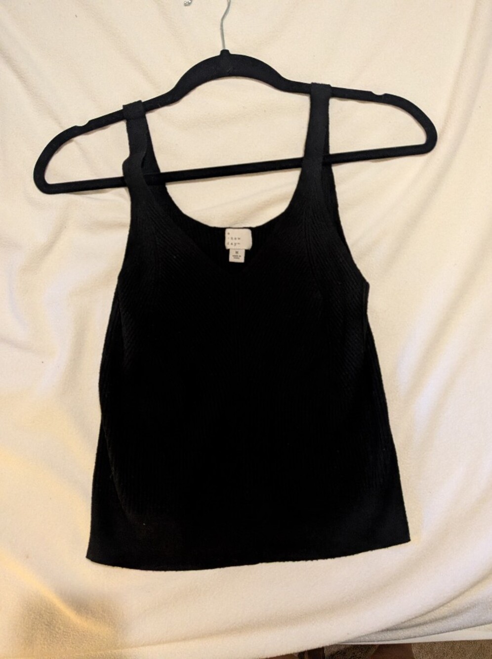 A New Day Black Sweater Ribbed Tank Top - Women's